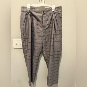 Gray and Black Plaid Trousers